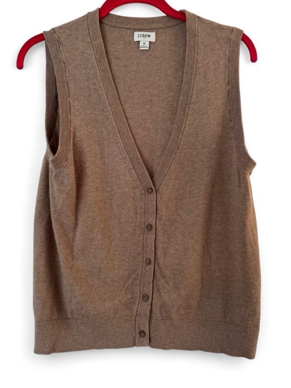 J. Crew Tan Button-Front V-Neck Sweater Vest